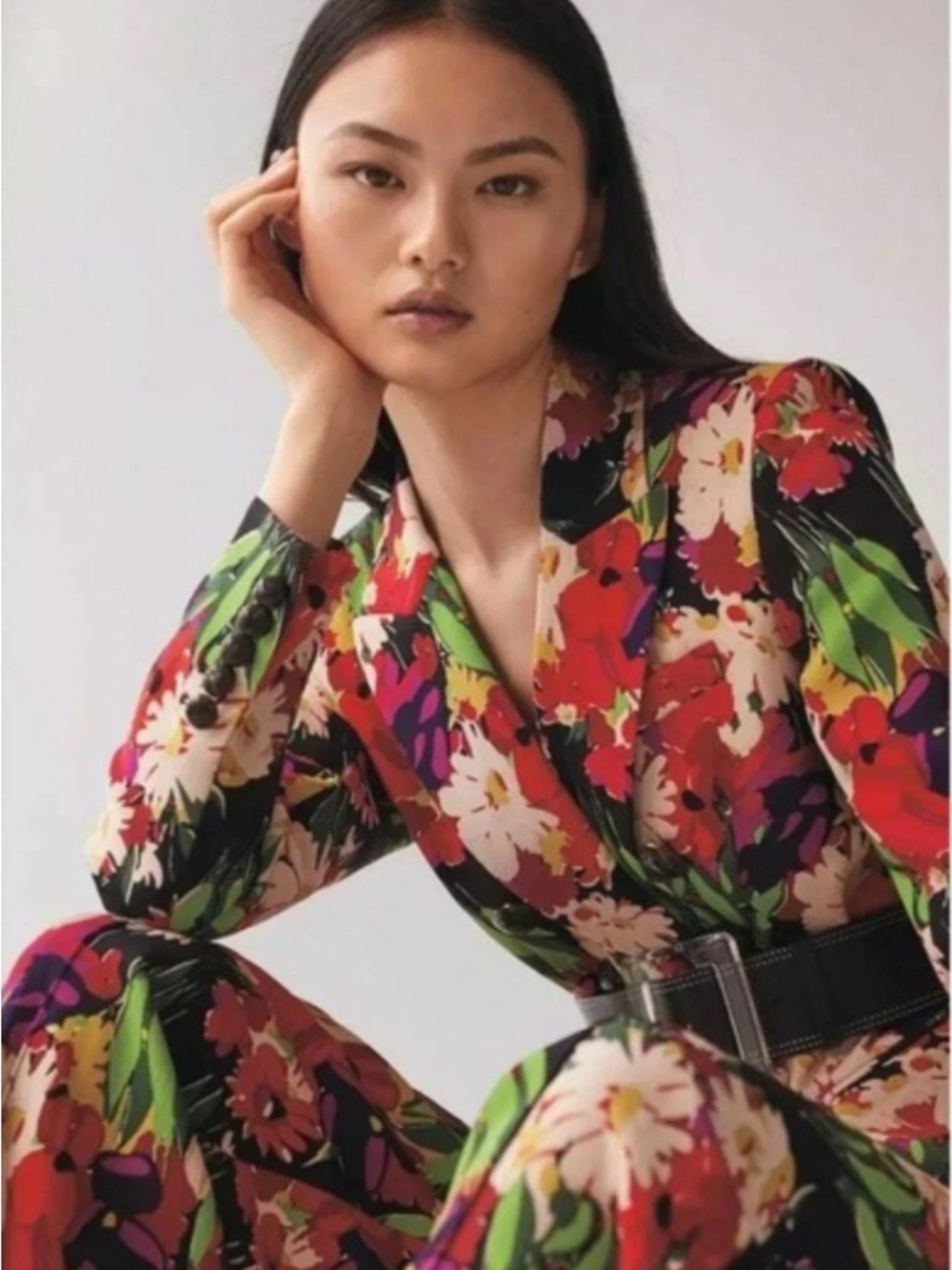Veronica Beard Floral Leopard Miller Double-breasted Blazer